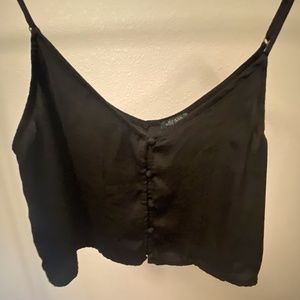 Black Tank Top- Silk, button down, cropped